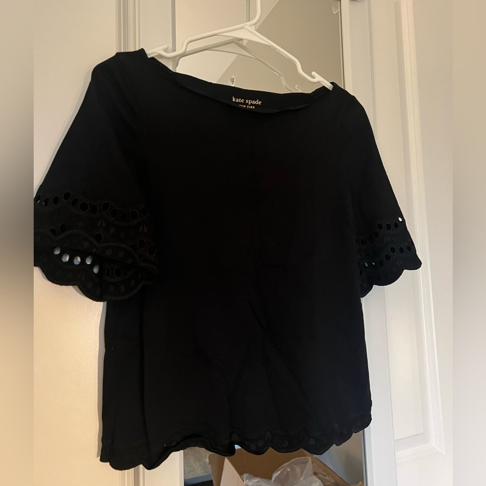 Kate Spade eyelet top in black